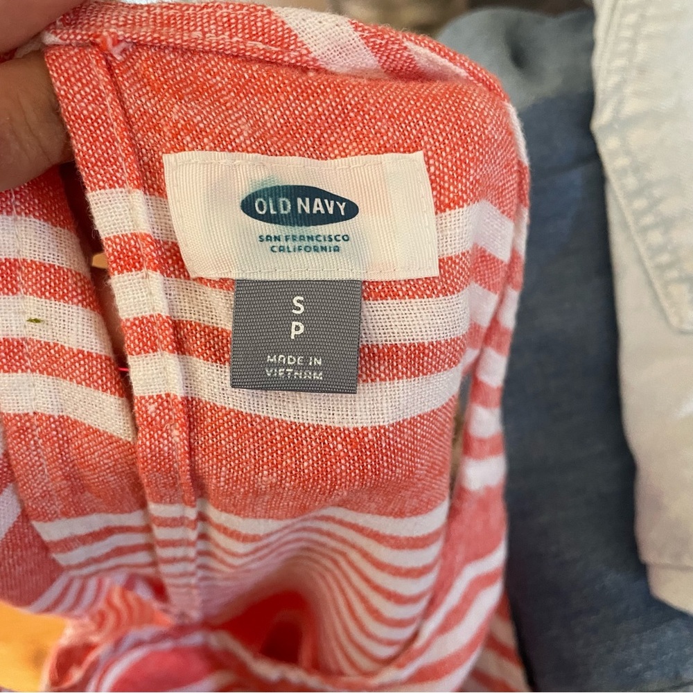 5/$25 Old Navy linen blend striped peach sheath dress - Picture 4 of 7